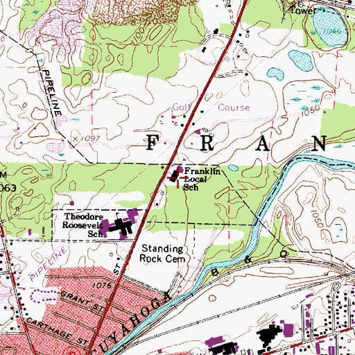 Topographic Map of Franklin Elementary School, OH