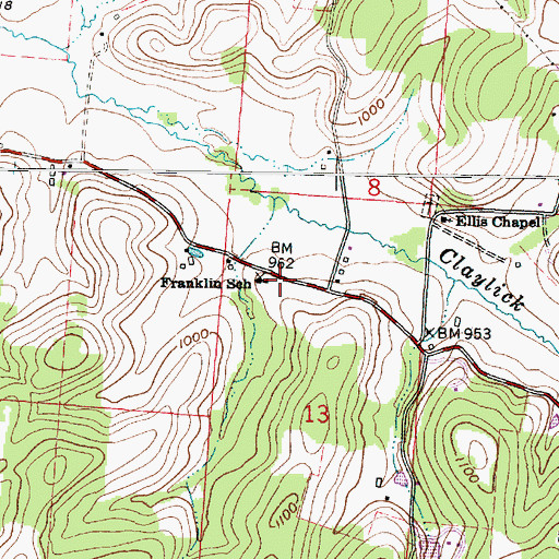 Topographic Map of Franklin Elementary School, OH