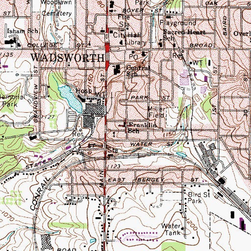 Topographic Map of Franklin Elementary School, OH