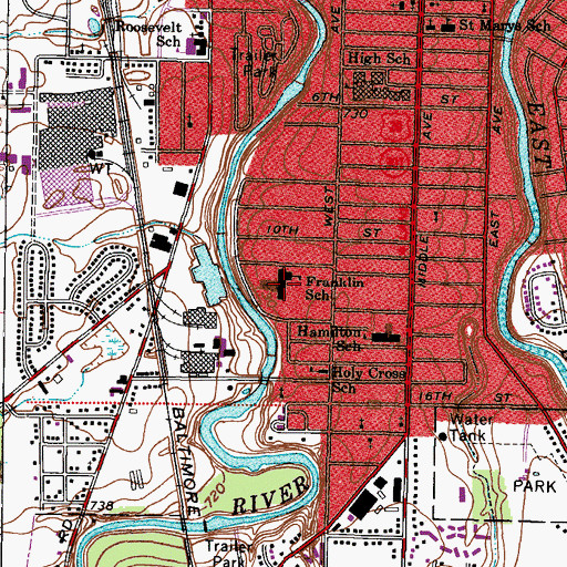 Topographic Map of Franklin Elementary School, OH