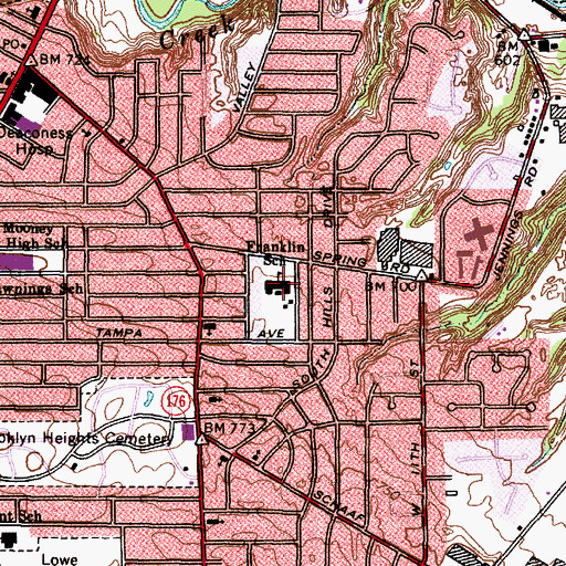 Topographic Map of Benjamin Franklin Elementary School, OH