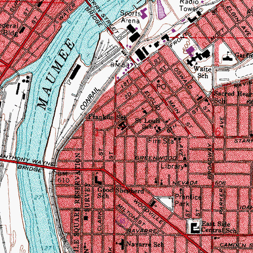 Topographic Map of Franklin Elementary School, OH