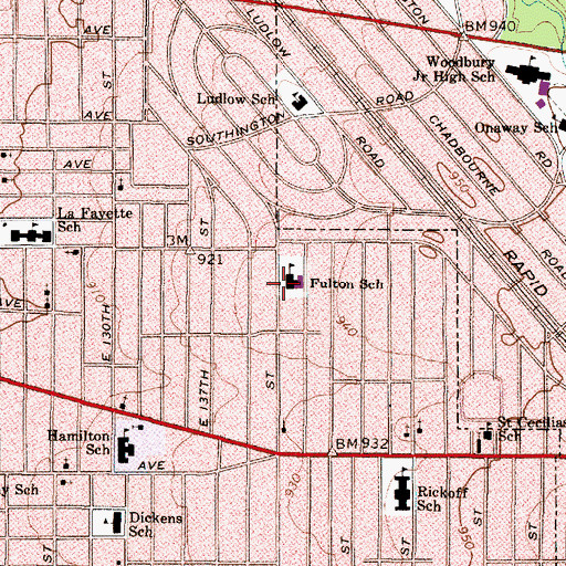 Topographic Map of Robert Fulton Elementary School, OH