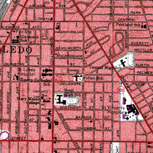 Topographic Map of Fulton Elementary School, OH