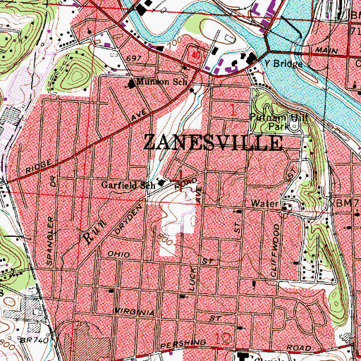 Topographic Map of Garfield Elementary School, OH