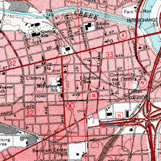 Topographic Map of Garfield Elementary School, OH