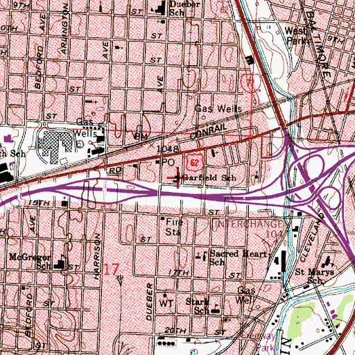Topographic Map of Garfield Elementary School, OH