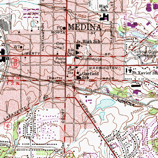 Topographic Map of Garfield Elementary School, OH