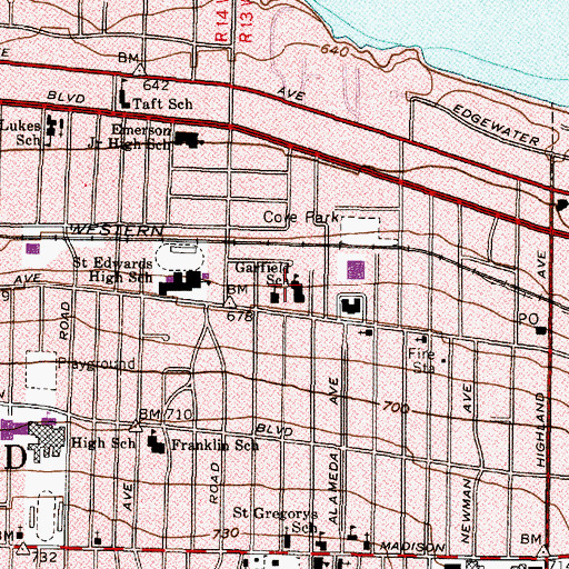 Topographic Map of Garfield Elementary School, OH