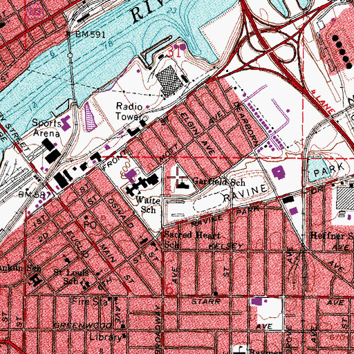 Topographic Map of Garfield Elementary School, OH