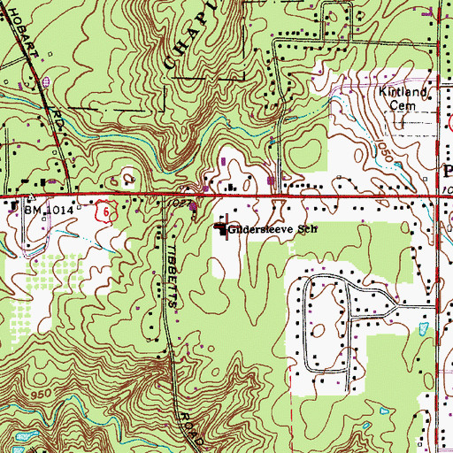 Topographic Map of Gildersleeve Elementary School, OH