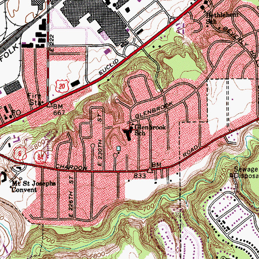 Topographic Map of Glenbrook Elementary School, OH