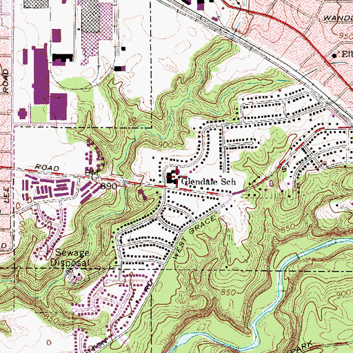 Topographic Map of Glendale Elementary School, OH