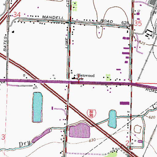 Topographic Map of Glenwood Elementary School, OH