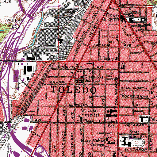 Topographic Map of Glenwood Elementary School, OH