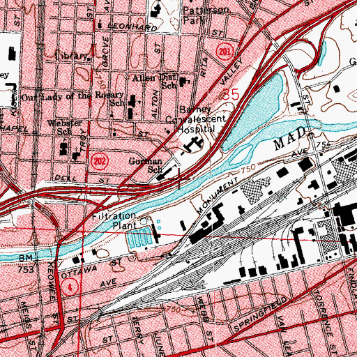 Topographic Map of Gorman Elementary School, OH