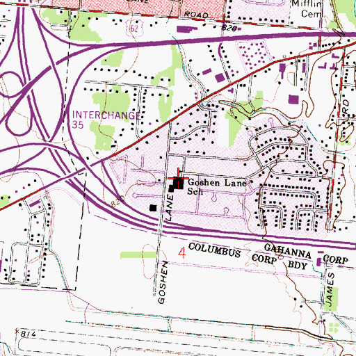Topographic Map of Goshen Lane Elementary School, OH
