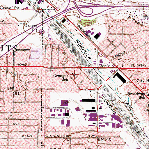 Topographic Map of Granger Elementary School, OH