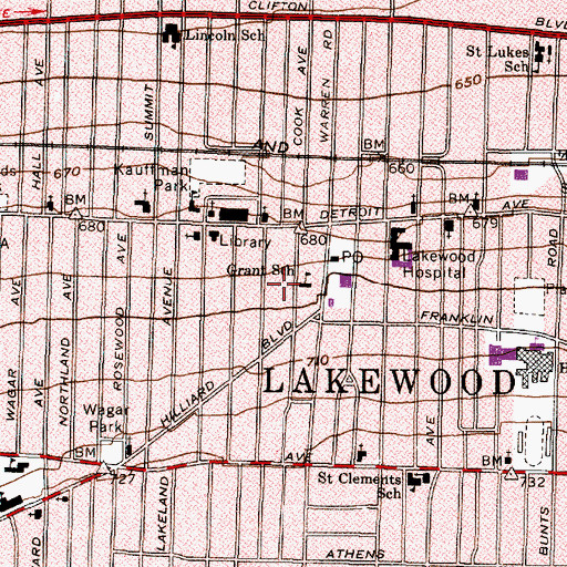 Topographic Map of Grant Elementary School, OH