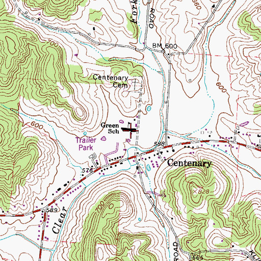 Topographic Map of Green Elementary School, OH