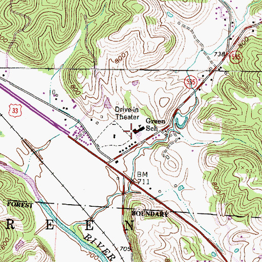 Topographic Map of Green Elementary School, OH