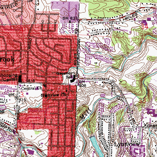 Topographic Map of Greener Elementary School, OH