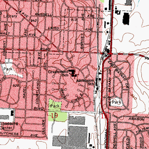 Topographic Map of Greenmont Elementary School, OH