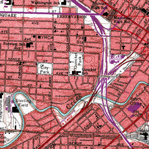 Topographic Map of Gunckel Elementary School, OH