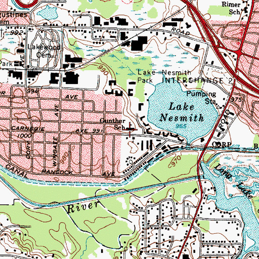 Topographic Map of Gunther Elementary School, OH