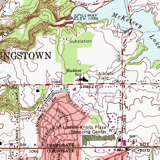Topographic Map of Haddow Elementary School, OH