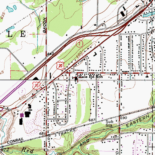 Topographic Map of Hale Road Elementary School, OH