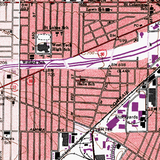 Topographic Map of Cleveland Learning Center - Halle (historical), OH