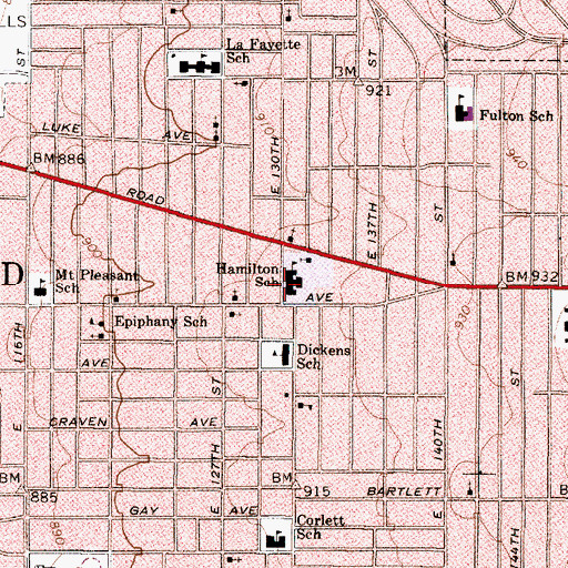Topographic Map of Alexander Hamilton Junior High School, OH