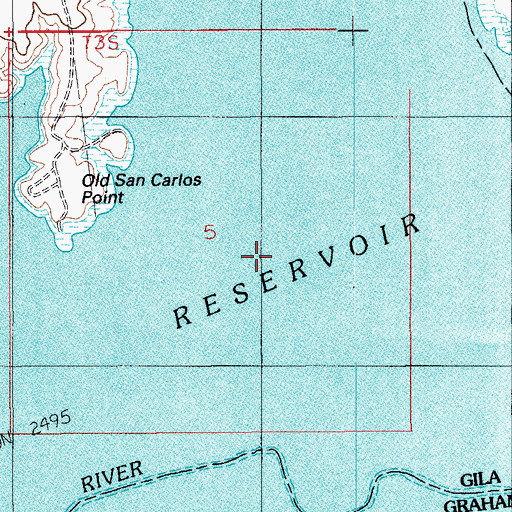 Topographic Map of San Carlos Reservoir, AZ