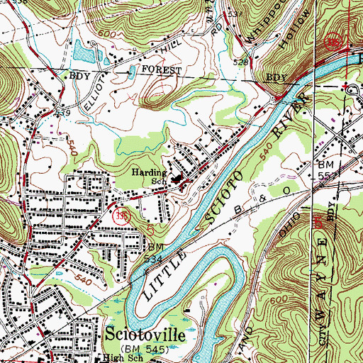 Topographic Map of Harding Elementary School, OH