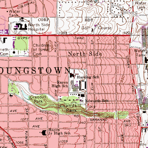 Topographic Map of Harding Elementary School, OH