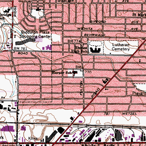 Topographic Map of William Rainey Harper Elementary School, OH