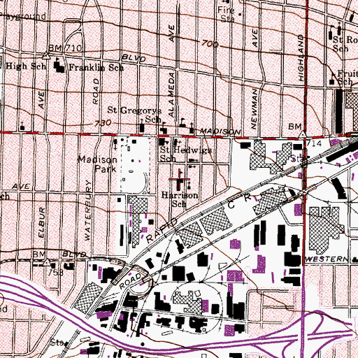 Topographic Map of Harrison Elementary School, OH