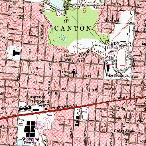 Topographic Map of Harter Elementary School, OH