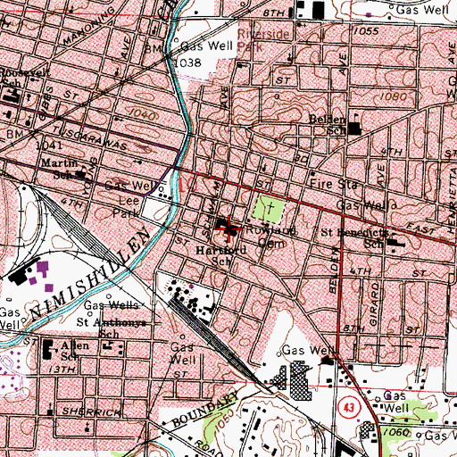 Topographic Map of Hartford Junior High School, OH