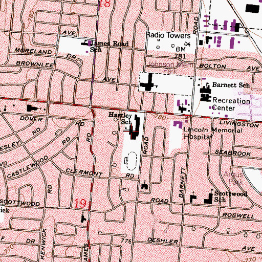 Topographic Map of Hartley High School, OH