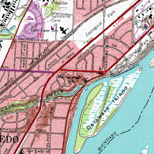 Topographic Map of Harvard Elementary School, OH