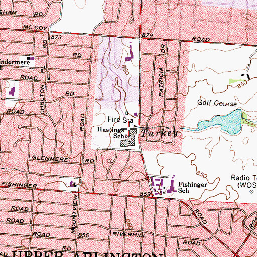 Topographic Map of Hastings Middle School, OH