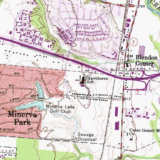 Topographic Map of Hawthorne Elementary School, OH