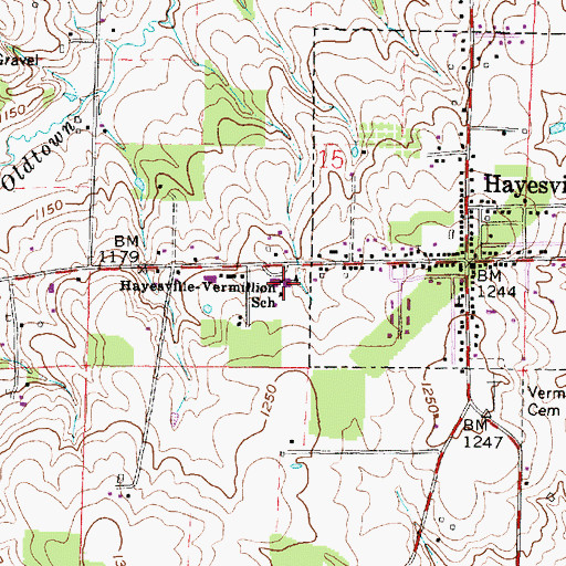 Topographic Map of Hayesville Elementary School, OH