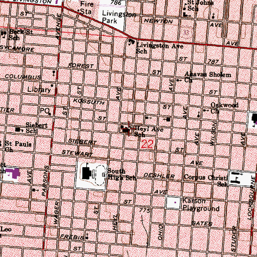 Topographic Map of Heyl Avenue Middle School, OH
