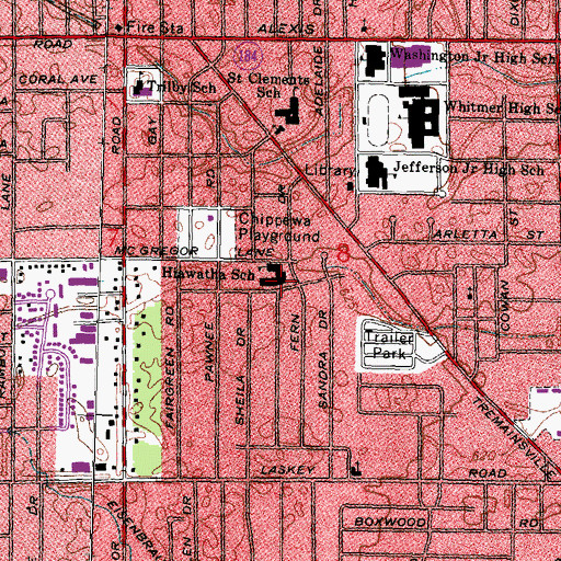 Topographic Map of Hiawatha Elementary School, OH