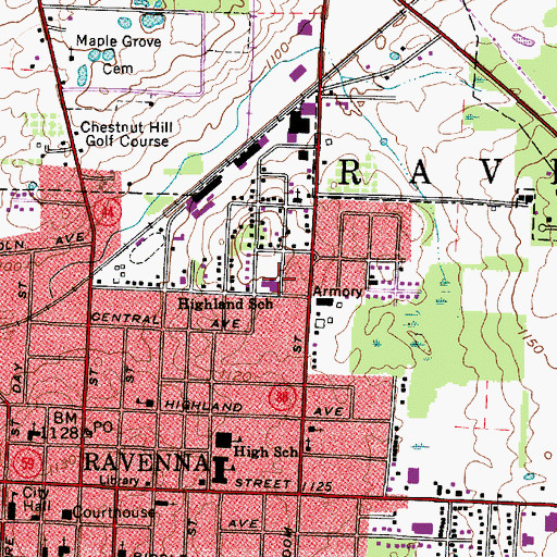 Topographic Map of Carlin Elementary School, OH