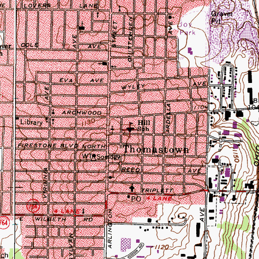 Topographic Map of David Hill Community Learning Center, OH