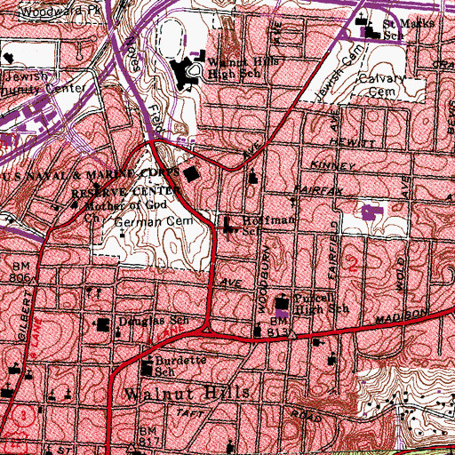 Topographic Map of Hoffman Elementary School, OH